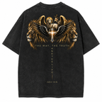 The Way The Truth and The Life – Lion Lamb Cross Christian T-Shirt | John 14:6 | Back Print Faith Tee