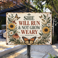 She Will Run & Not Grow Weary Metal Sign