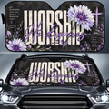 Worship He Deserves Floral Car Sun Shade