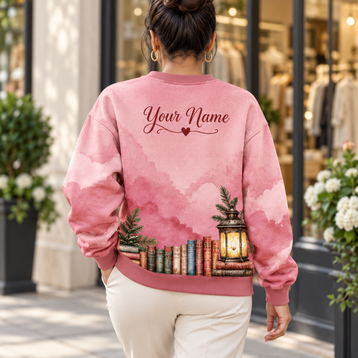 Personalized Cozy Bookmas Cat Sweatshirt