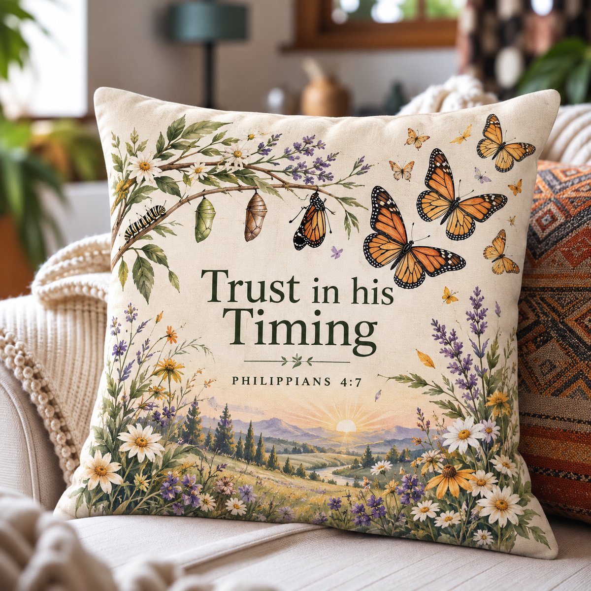 Trust In His Timing Pillow