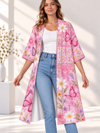 He Is Risen Pink Butterfly Women's Short-Sleeved Cape