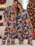 Santa Cat Patchwork Family Ice Silk Pajamas