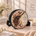 Personalized Floral Hat Woman Leather Round Bag