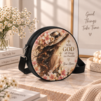 Personalized Floral Hat Woman Leather Round Bag