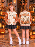 Pumpkin Lamb Kids Baseball Jacket