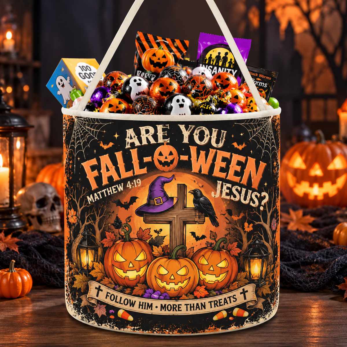 Jesus Saves Skeleton Halloween Candy Basket
