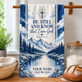 Personalized Be Still Mountain Kitchen Towel