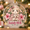 Tired Lamb Coffee Cup Pink Hibiscus Isaiah 40:8 Ornament