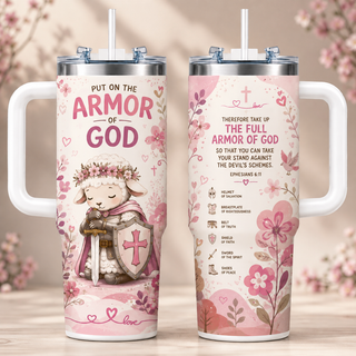 Cute Lamb Floral Crown Warrior 40oz Top Tumbler