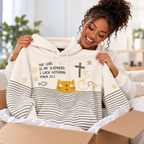 Peekaboo Cat Striped Waffle Hoodie