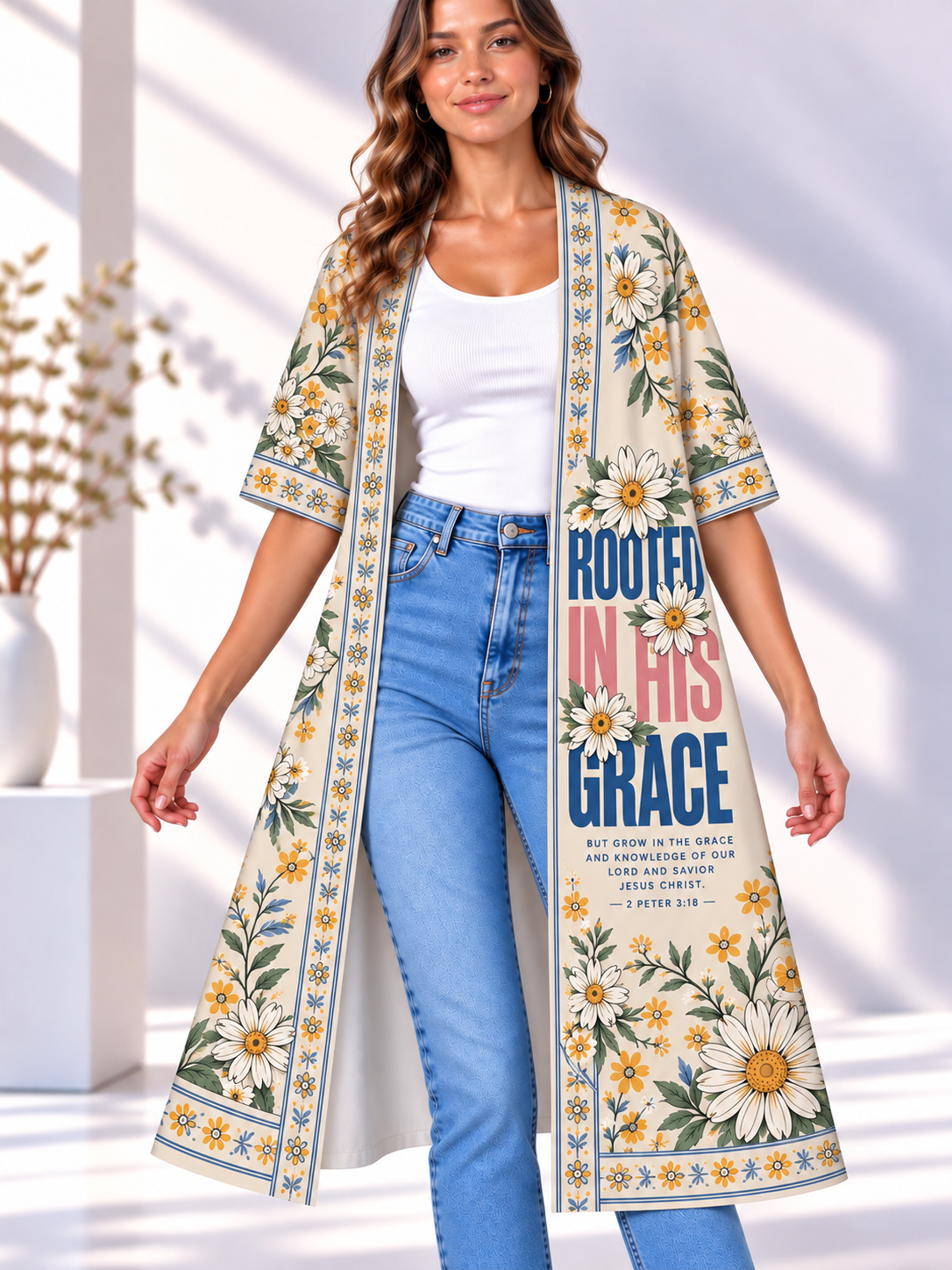 Rooted in His Grace Daisy Women's Short-Sleeved Cape