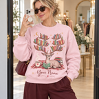 Personalized Pink Bookish Deer Sweatshirt