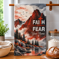 Personalized Faith Over Fear Mountain Kitchen Towel