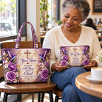 Personalized Hummingbirds & Purple Roses Quilted Shoulder Bag & Storage Bag
