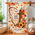 Personalized Fall For Jesus Cross Kitchen Towel