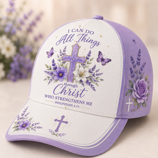I Can Do All Things Lavender Floral Classic Cap