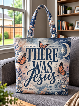 There Was Jesus Navy Moon Monarch Tote Bag