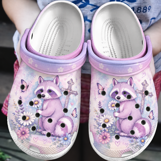 Cute Raccoon Cross Faith Clogs Shoes