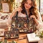 Personalized Regal Cats PU Leather Handbag & Leather Long Wallet