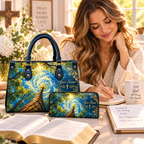 Personalized Swirling Forest Canopy PU Leather Handbag & Leather Long Wallet