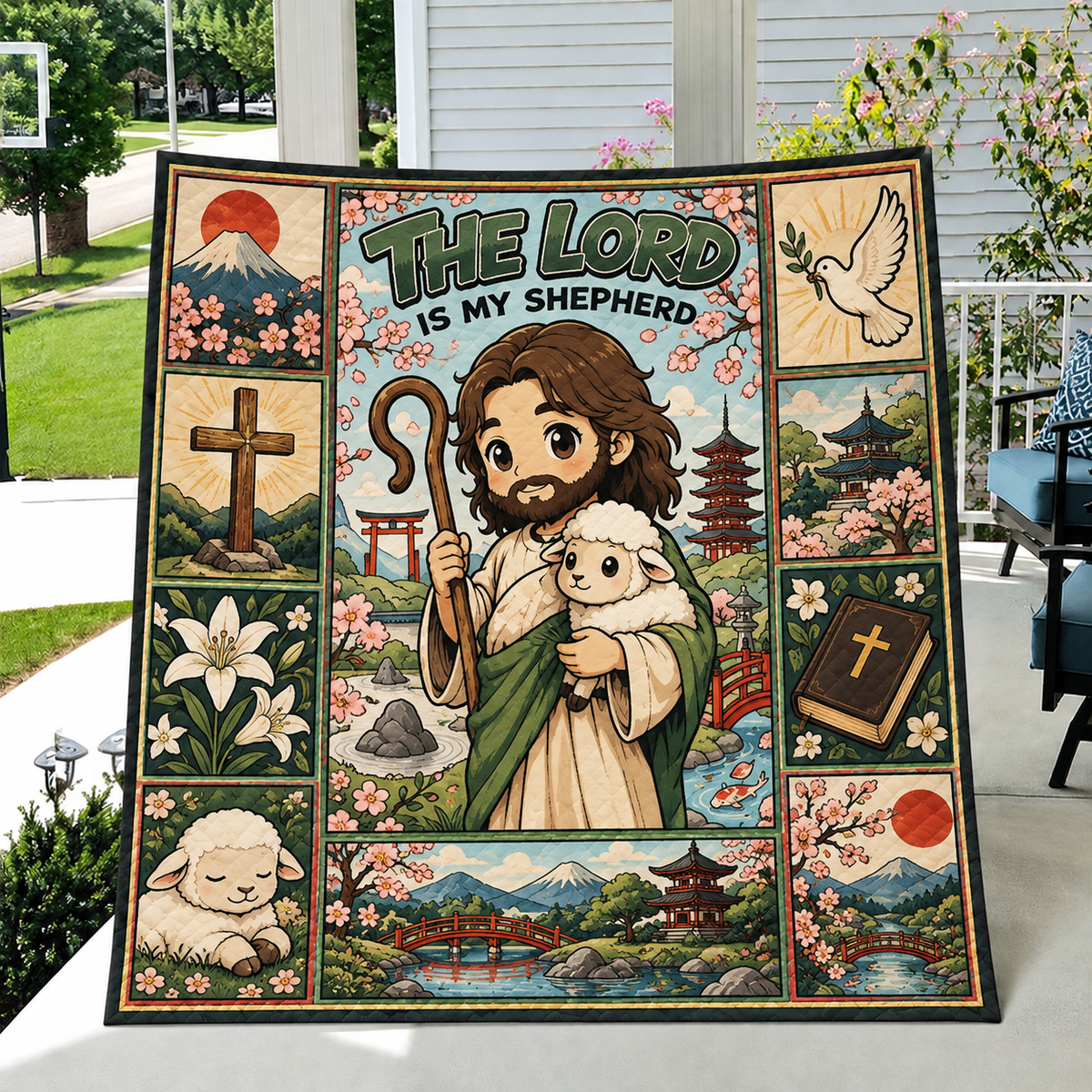 The Lord Is My Shepherd Anime Jesus Good Shepherd Quilt