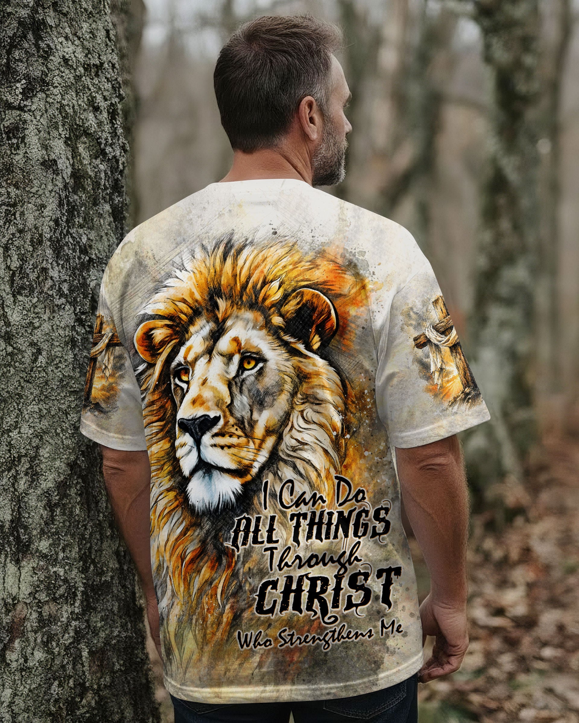 I Can Do All Things Through Christ Lion Cross Men's All Over Print - Trunx057763
