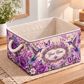 Personalized Purple Hummingbird Floral Storage Basket