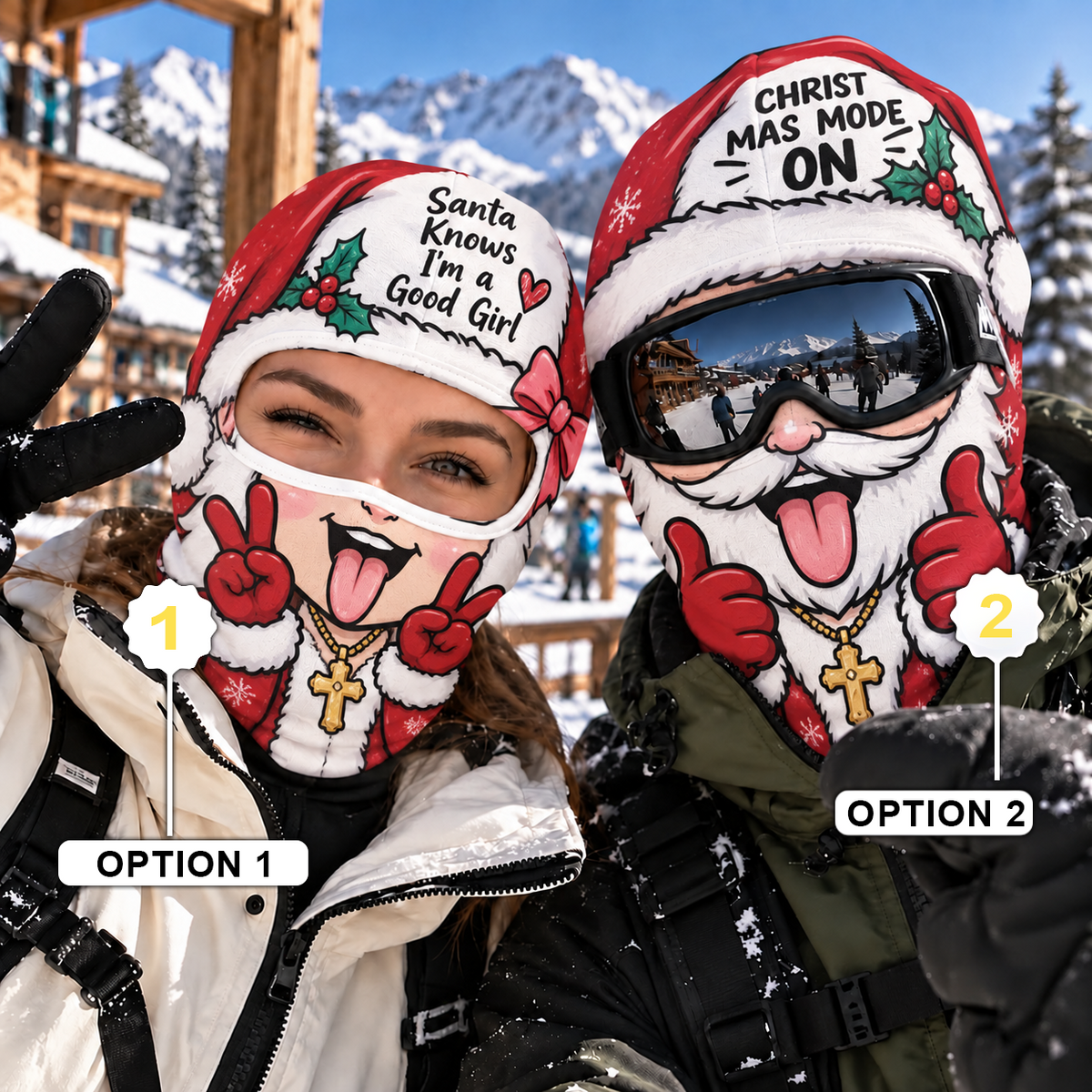 Christmas Mode On Santa Funny Face Ski Mask