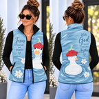 Blue Daisy Flower Hat Duck Down Puffer Vest