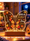 God Is Faithful Butterfly Personalize LED Night Light