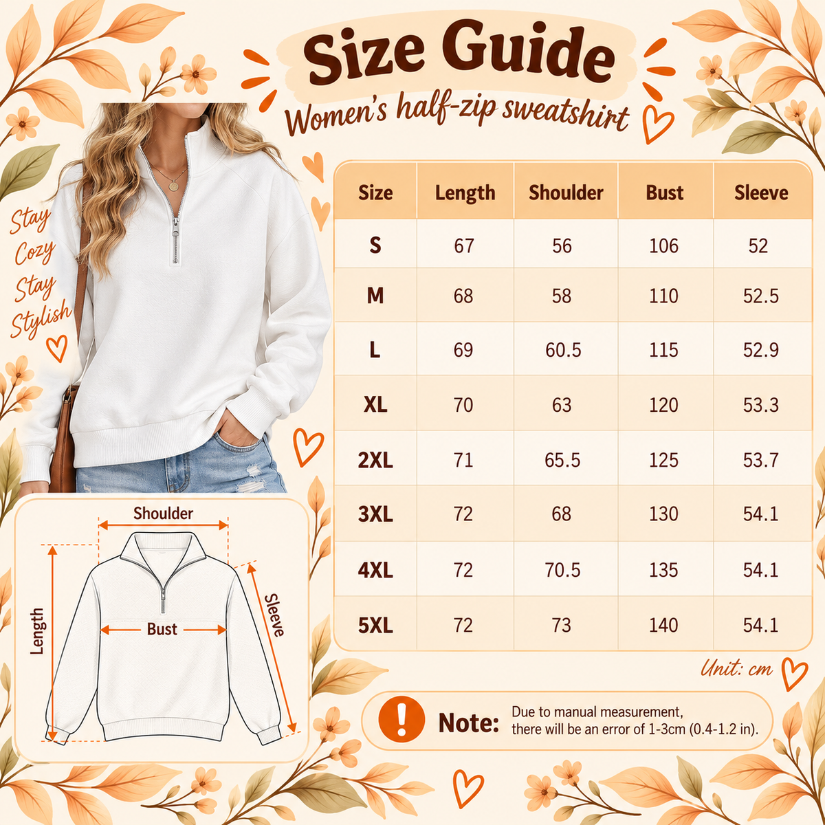 Personalized Pink Floral Bow Women's Half-zip Sweatshirt NWY076