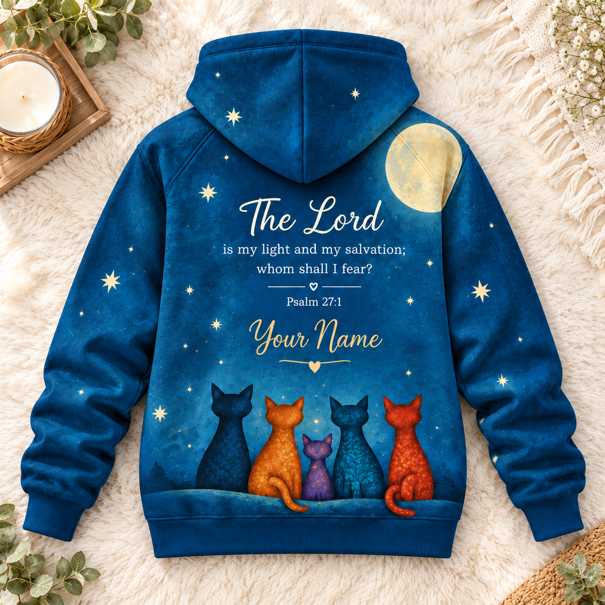 Personalized Moonlight Cats Zip Hoodie