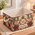 Personalized Vintage Rose Monogram Storage Basket