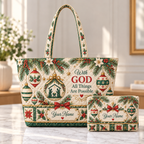 Personalized Festive Ornaments Quilted Shoulder Bag & Storage Bag