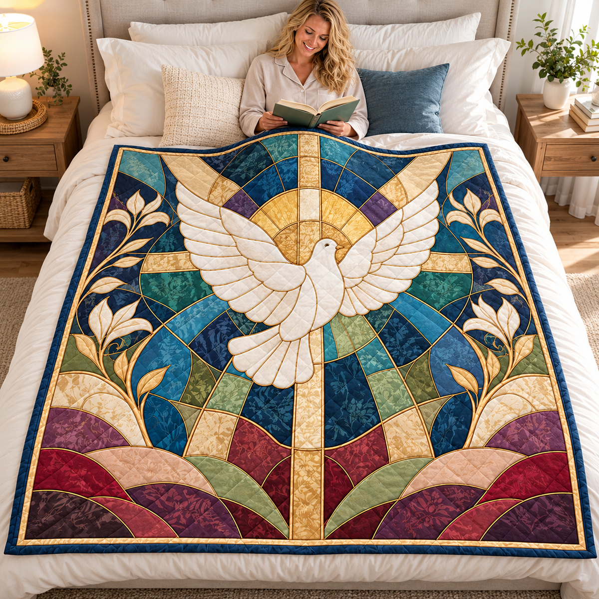 White Dove Stained Glass Quilt
