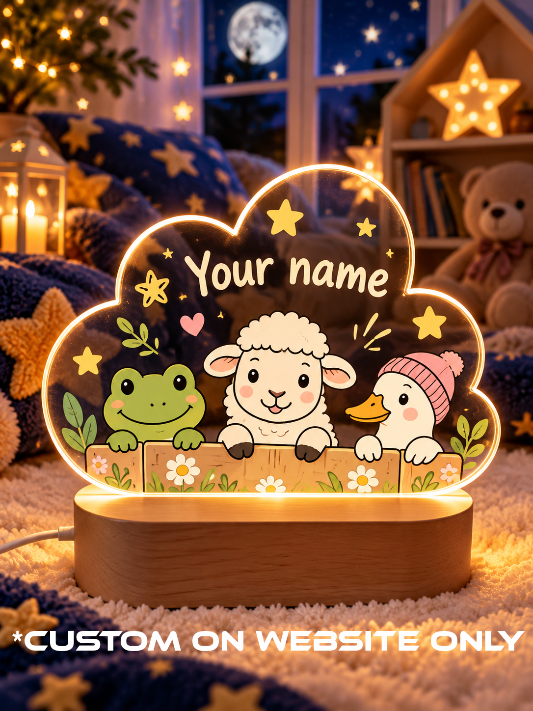Frog Lamb Duck Friends Personalize LED Night Light