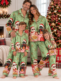 Santa Cats and Pizza Family Ice Silk Pajamas