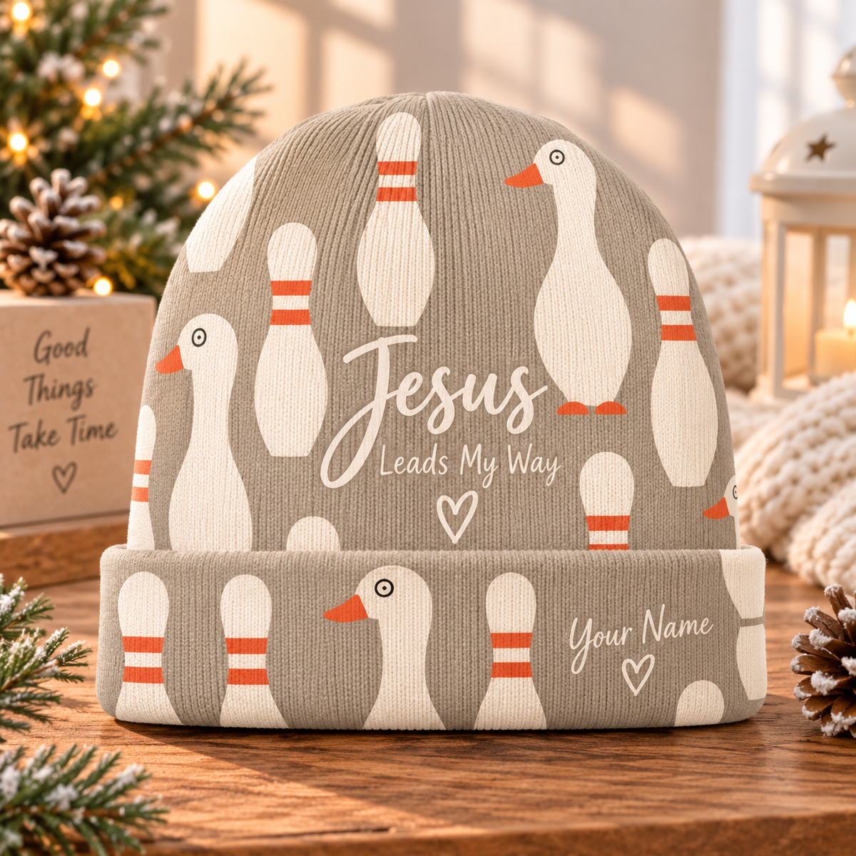 Personalized Goose Bowling Pin Beanie Hat