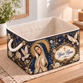 Personalized Navy Floral Dove Storage Basket