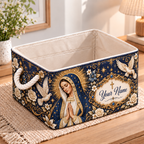 Personalized Navy Floral Dove Storage Basket