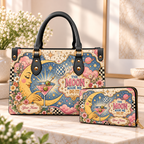Personalized The Moon Made Me Do It PU Leather Handbag & Leather Long Wallet
