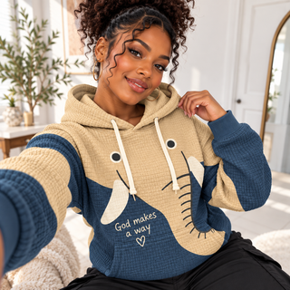 Navy Elephant Waffle Hoodie