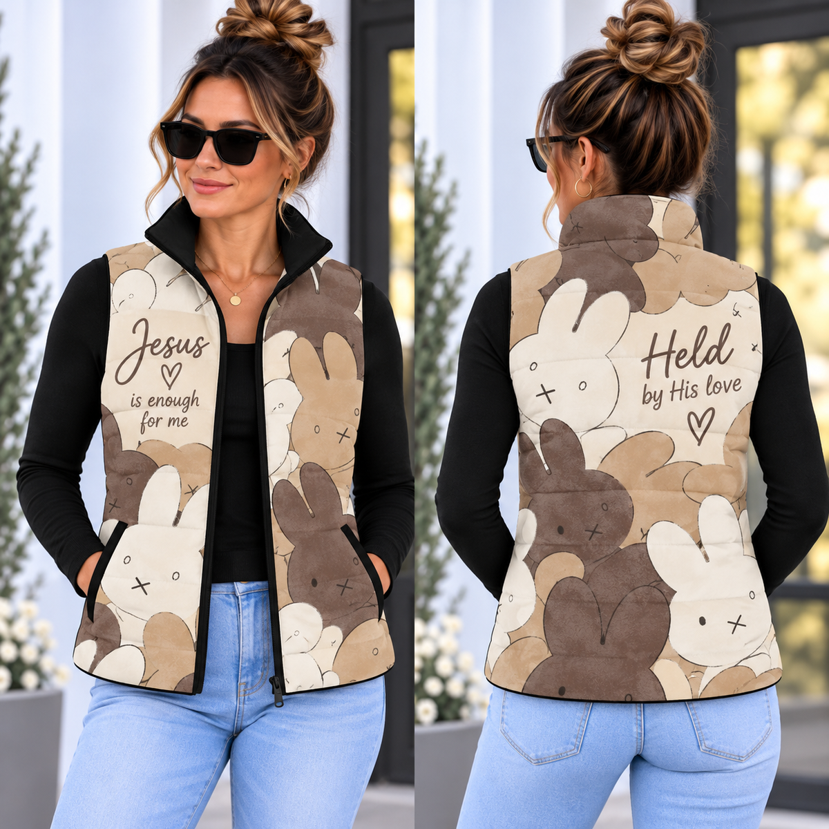 Neutral Bunny Crowd Down Puffer Vest