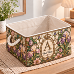 Personalized Vintage Iris Monogram Storage Basket