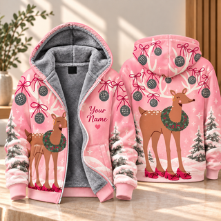 Reindeer Wreath Personalized Fleece Jacket