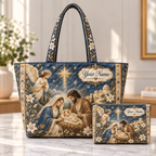 Personalized Starry Family Scene Quilted Shoulder Bag & Storage Bag