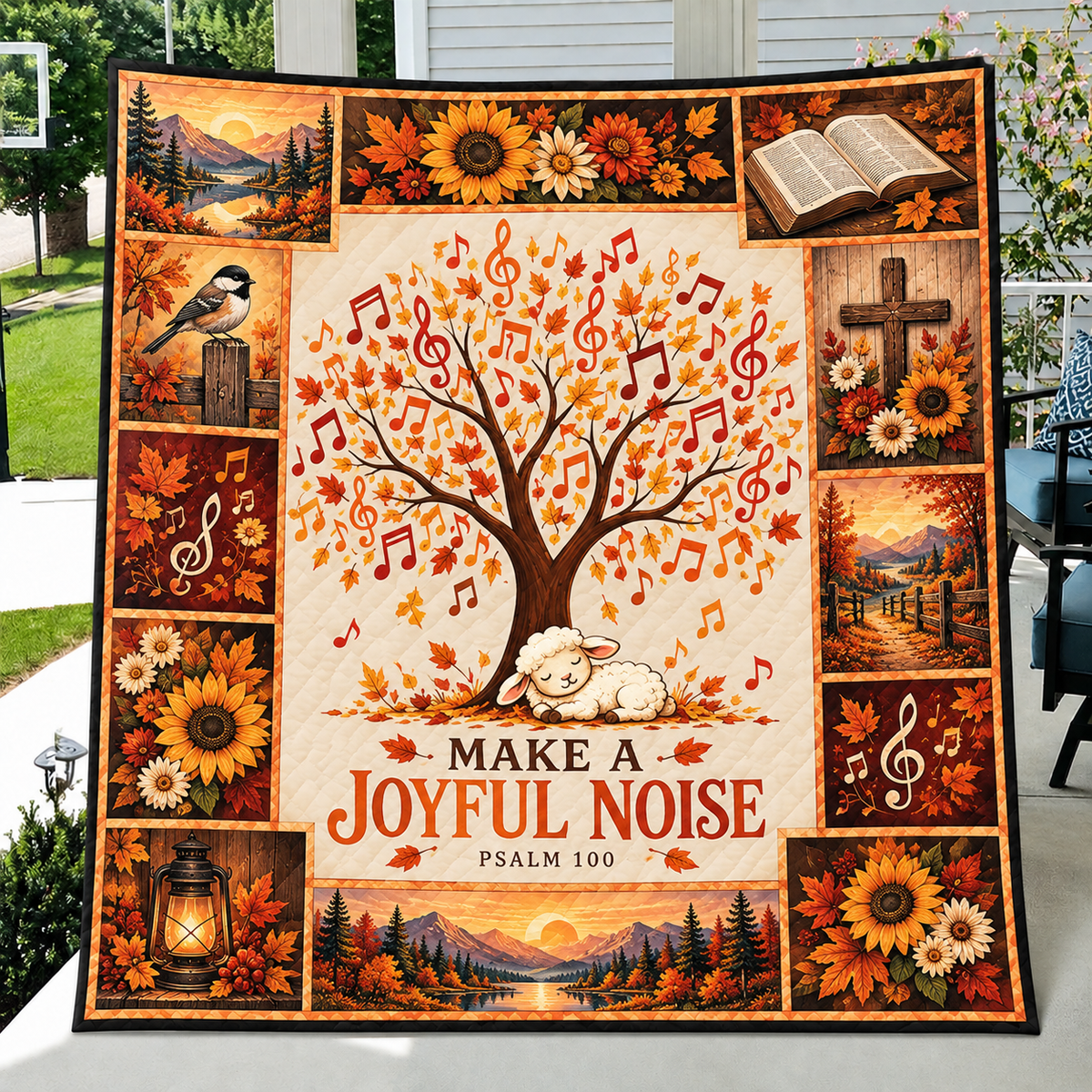 Make A Joyful Noise Sleeping Lamb Music Tree Quilt