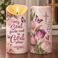 Personalized Tulip Butterfly Flameless LED Candle