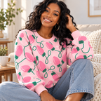 Pink String Lights Waffle Sweatshirt